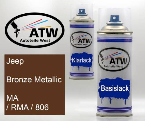 Jeep, Bronze Metallic, MA / RMA / 806: 400ml Sprühdose + 400ml Klarlack - Set, von ATW Autoteile West.